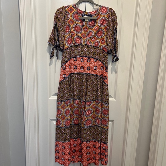Maeve Dresses & Skirts - Maeve Anthropologie Pink and Brown Tiered Sundress